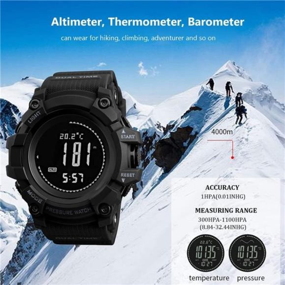 Watch Compass, Altimeter Barometer Thermometer Temperature, Pedometer Watch - Picture 4 of 7